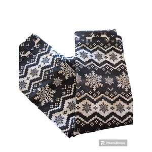 M/l westloop Christmas reindeer snowflake fleece leggings #3a